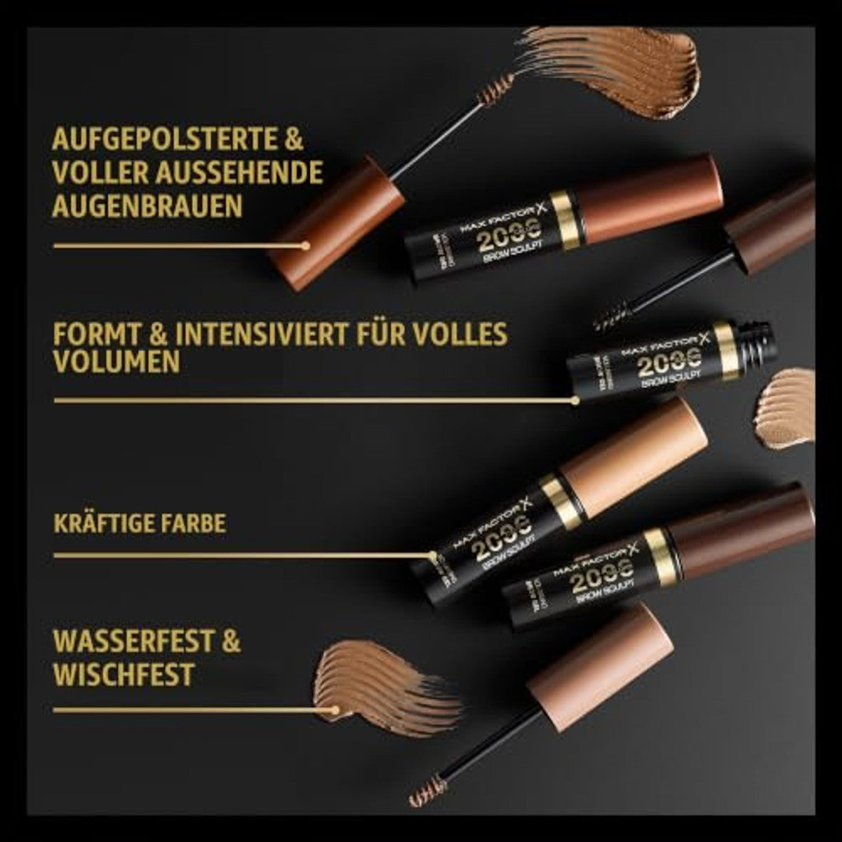 Max Factor 2000 Calorie Volumising Brow Sculpt Gel, Long-Lating, Plumped & Fuller-Looking Brows, Waterdicht, Smudge-proof, Shapes & Intensifies, 004 Black Brown, 4,5 ml – Max Factor