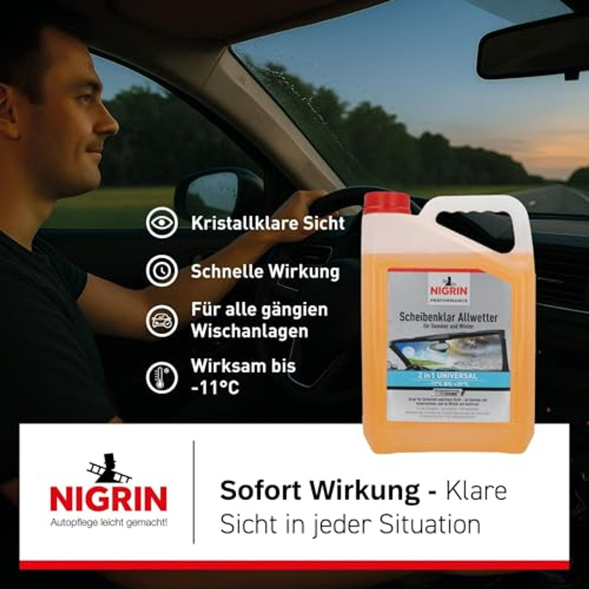 NIGRIN 74485 Ruitensproeier-antivries-concentraat 3 x 3 liter - Voordeelverpakking
