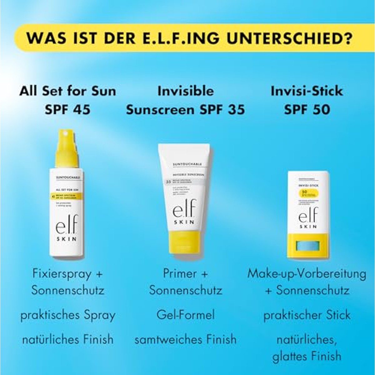 e.l.f. Suntouchable Invisi-Stick SPF 50 - 3 stuks