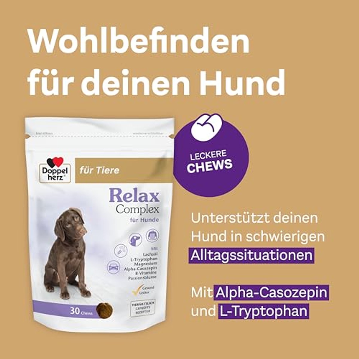 Doppelherz voor Dieren Relax Complex voor Honden 30 Chews - 6-pack