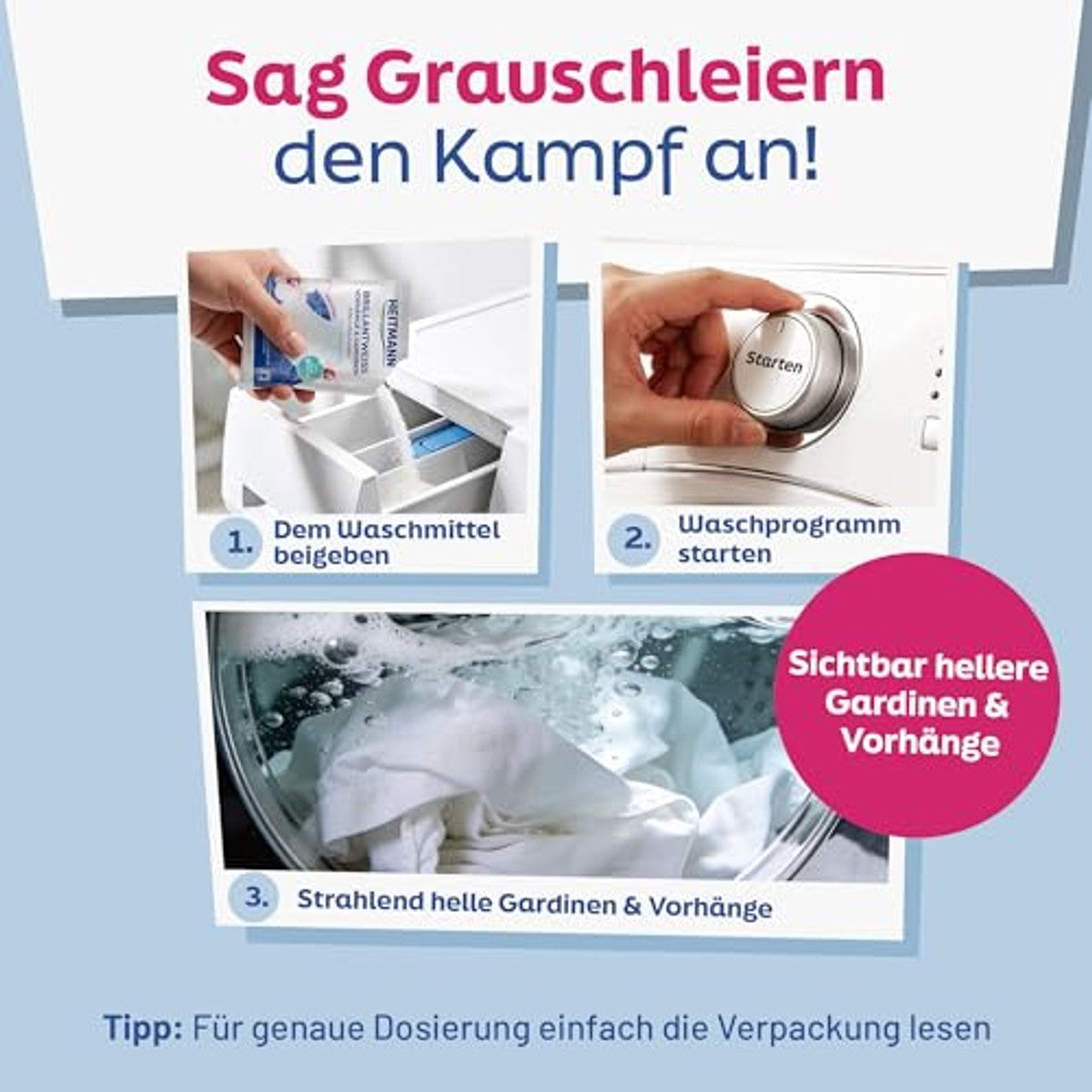 HEITMANN Briljant Wit Gordijnen en Vitrages 3 x 50 g - Voordeelverpakking