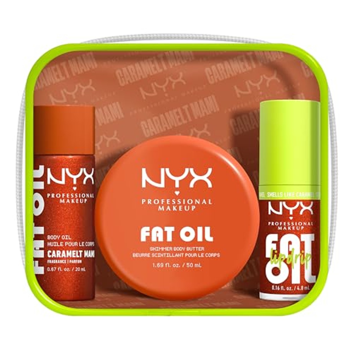 NYX PROFESSIONAL MAKEUP Fat Oil Lip & Body Kit Caramel Mami - 3 stuks