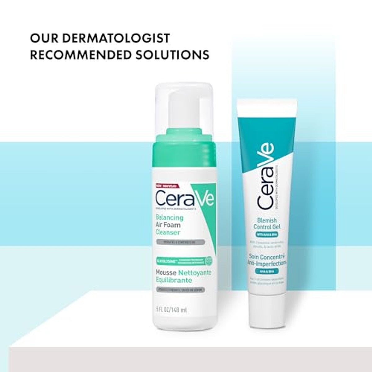 CeraVe Balancing Reinigingsmousse 148 ml & Blemish Control Gel 40 ml - 6-pack
