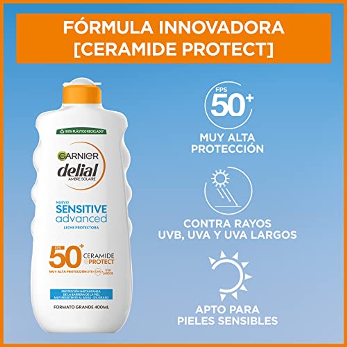 Garnier Gevoelige Advanced Leche SPF50+ 3 x 400 ml - Voordeelverpakking