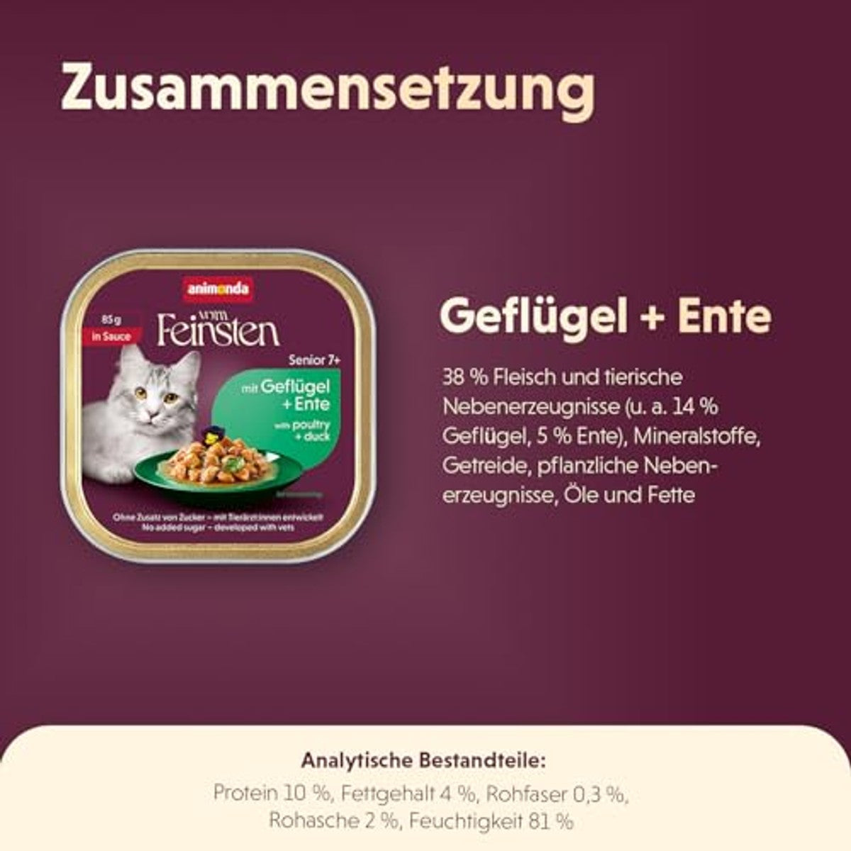 animonda vom Feinsten Senior natvoer kattenvoer gevogelte & eend 12 x 85 g - 3-pack
