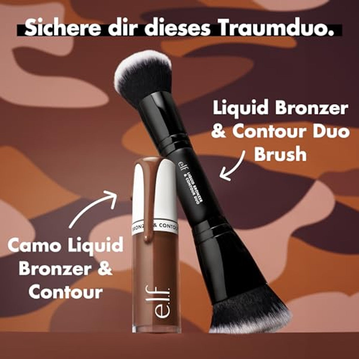 e.l.f. Camo Liquid Bronzer & Contour, Sterk gepigmenteerd, Natuurlijke Glow, Uitschuifbare textuur, Langdurig, Afgeronde Applicator, Veganistisch & Dierproefvrij, 2 Fair/Light – e.l.f.