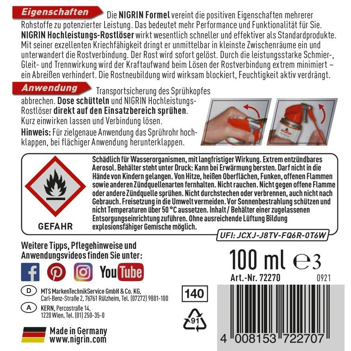 NIGRIN HyBrid krachtige roestverwijderaar 6 x 100 ml - Voordeelverpakking