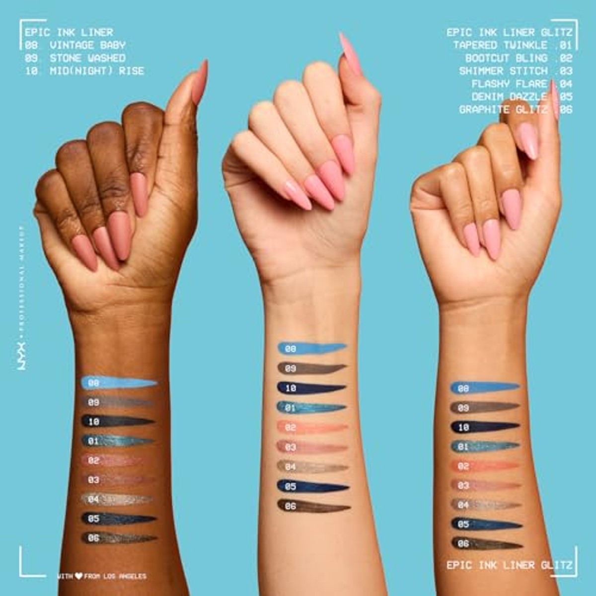NYX PROFESSIONAL MAKEUP Epic Ink Liner Jeanz Shimmer Stitch 1 ml - 6 stuks
