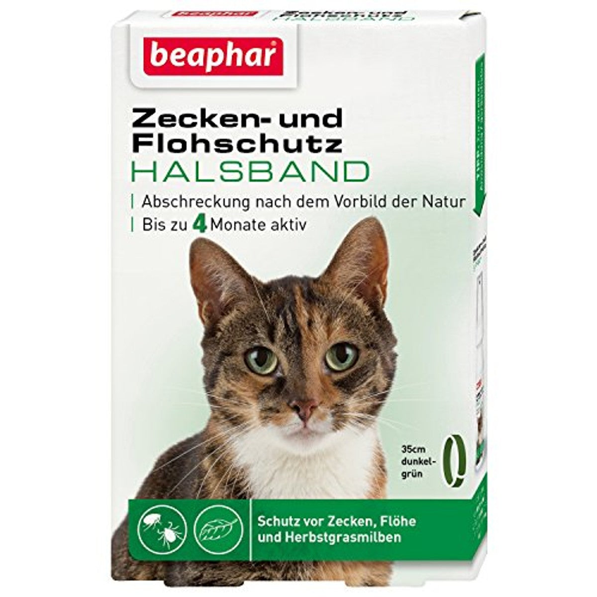 beaphar Teken- en vlooienbescherming Spot On voor katten, teken- en vlooienbescherming met margosa-extract, 3 x 0,8 ml & vlooienbescherming tegen teken en vlooien, groen, 35 cm – beaphar