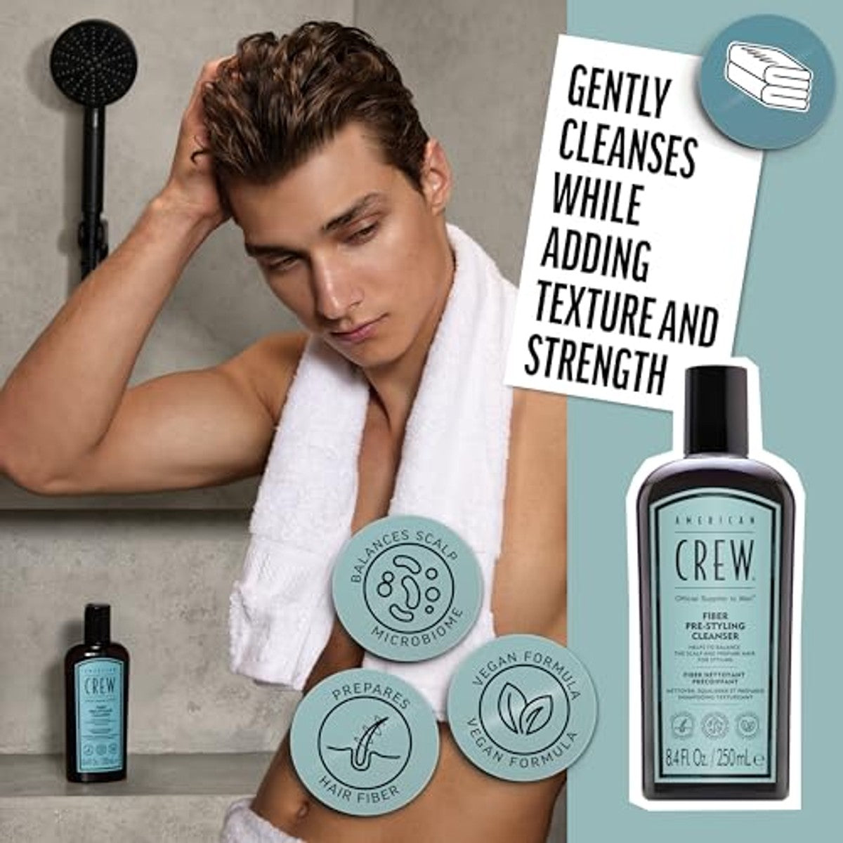 American Crew Fiber Pre-Styling Shampoo 250 ml - 3-pack