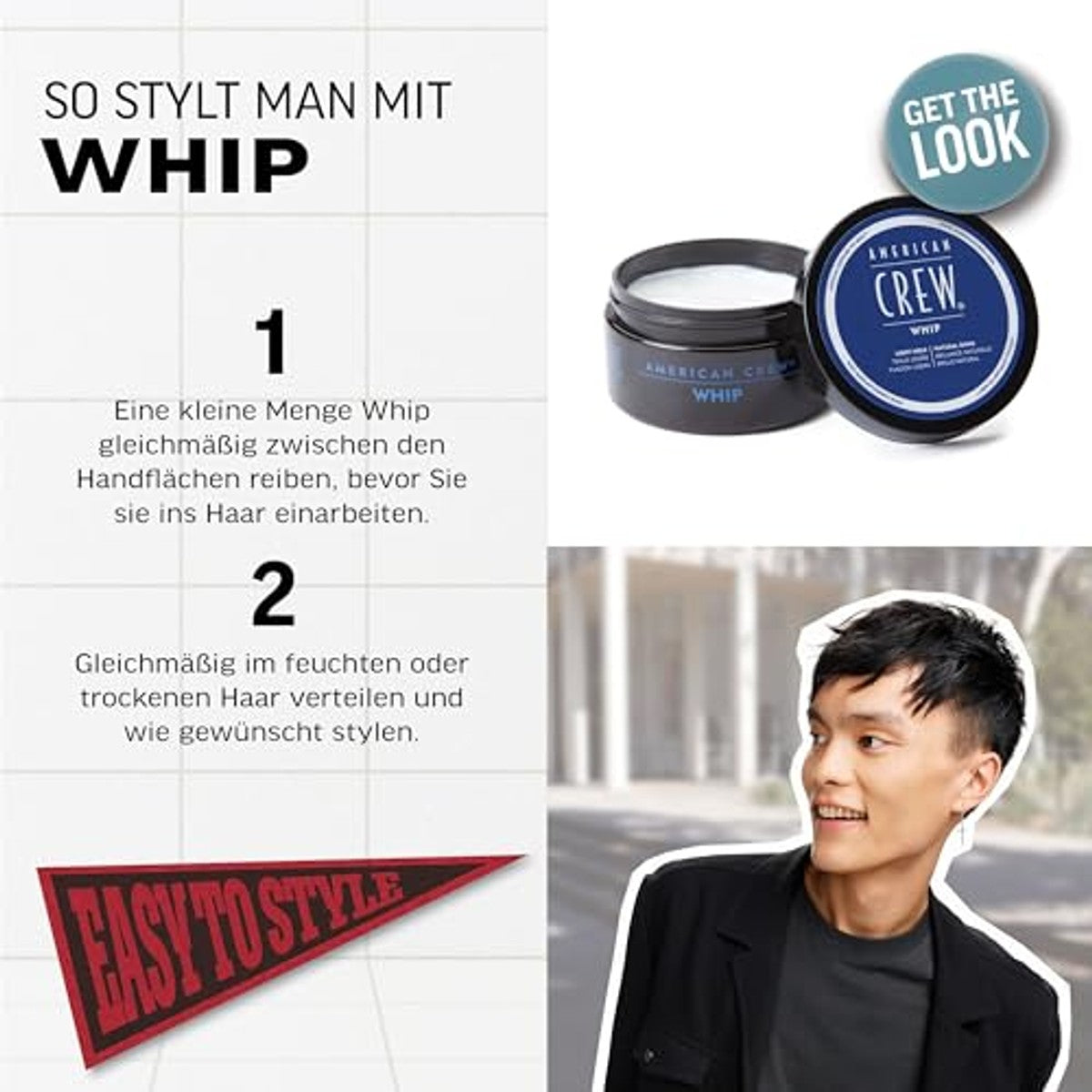 American Crew Whip Lichte Stylingcrème voor Mannen 85 g - 3-pack