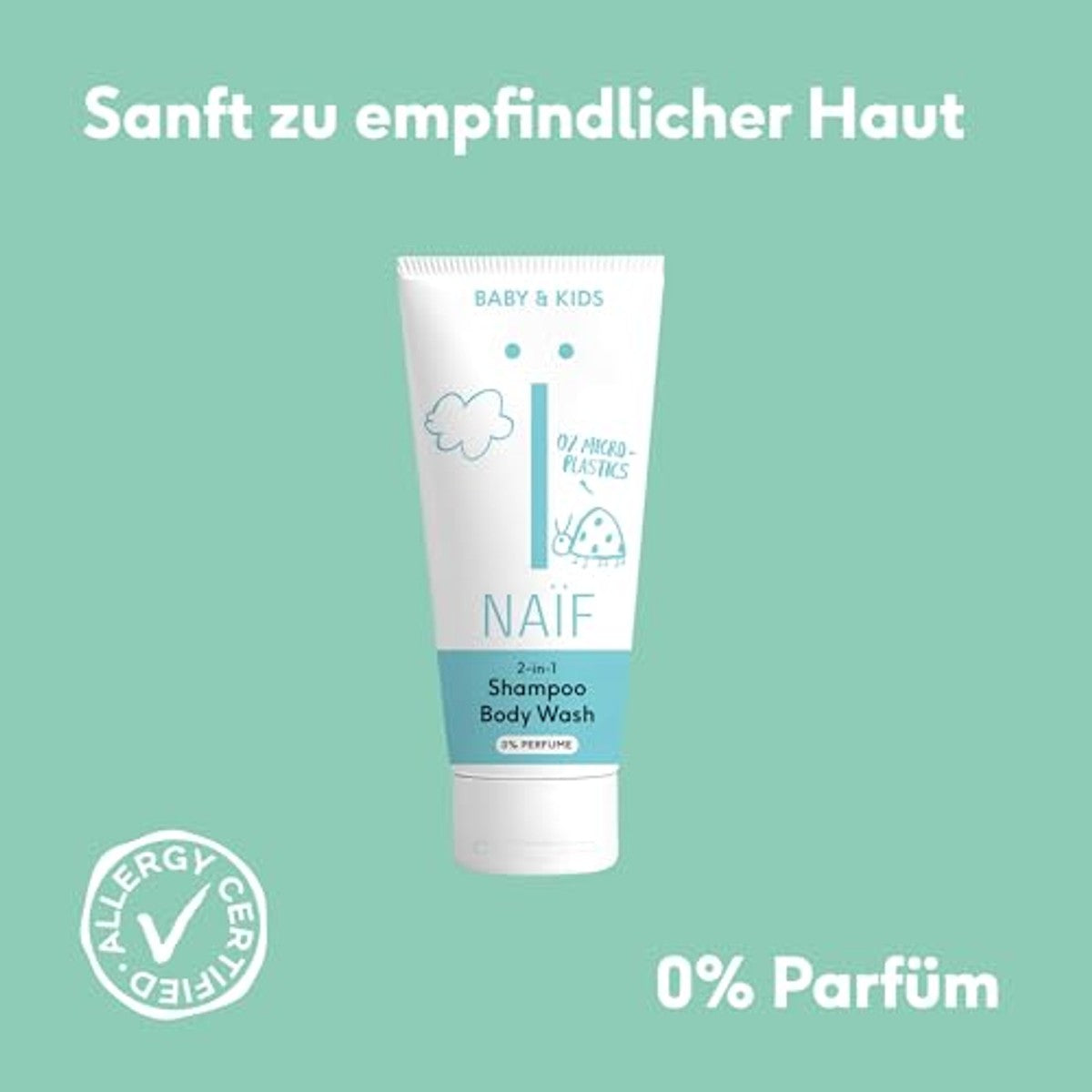 Naïf 2-in-1 Shampoo & Douchegel 0% Parfum 6 x 500 ml - Voordeelverpakking