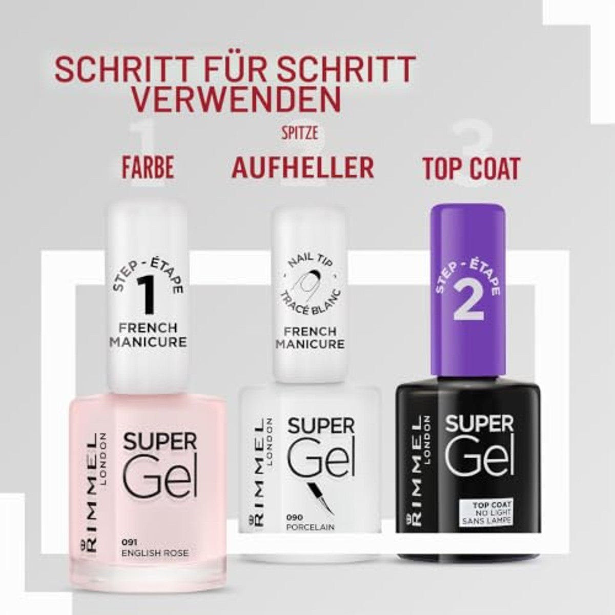 Rimmel London French Manicure # 091 Supergel Engelse roos 12 ml - 6 stuks