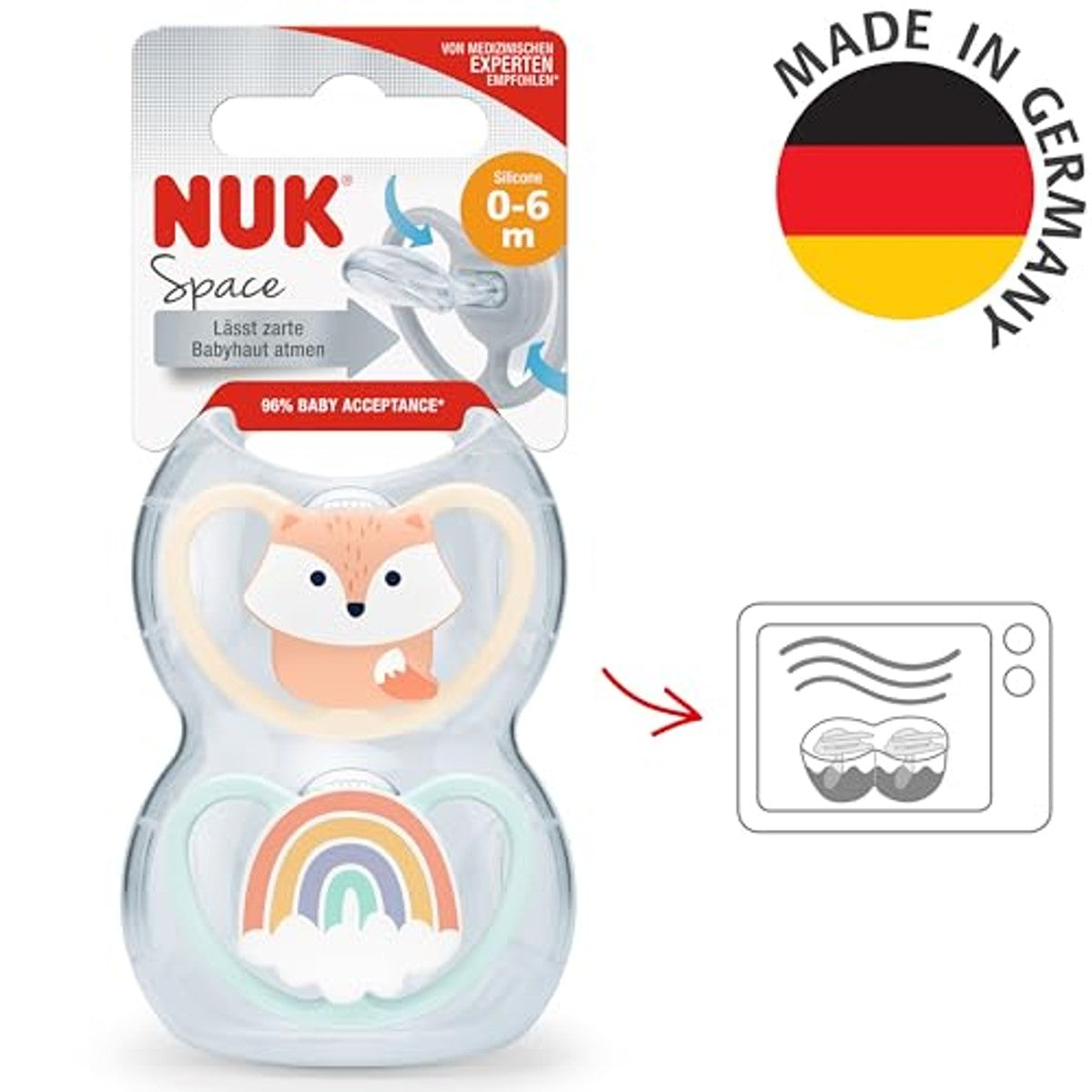 NUK Space Fopspeen Vos 0-6 maanden 2 stuks – NUK