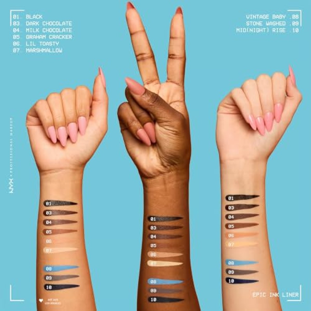 NYX PROFESSIONAL MAKEUP Epic Ink Liner Jeanz Mid(Night) Rise 1 ml - 3 stuks