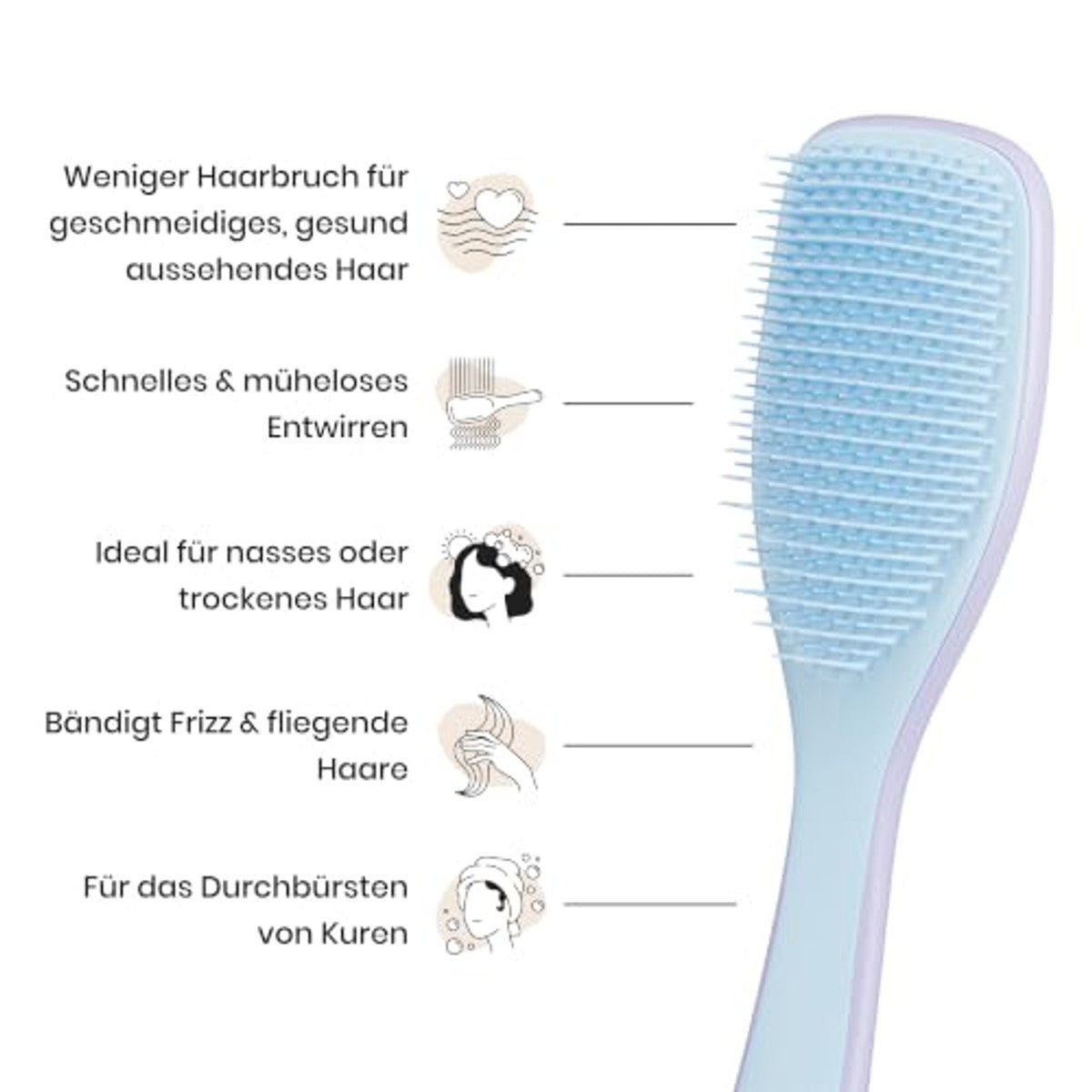 Tangle Teezer Ultimate Detangler Haarborstel Lila Wolk Blauw - 3-pack