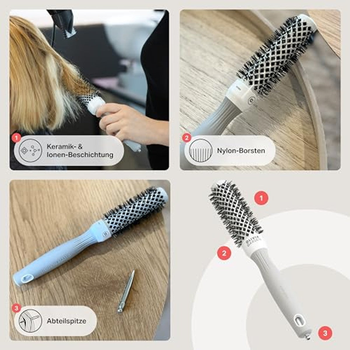 Olivia Garden Expert Blowout Shine - ronde brosse en trimatische antistatisch voor het borstelen van briljant en sans frisottis