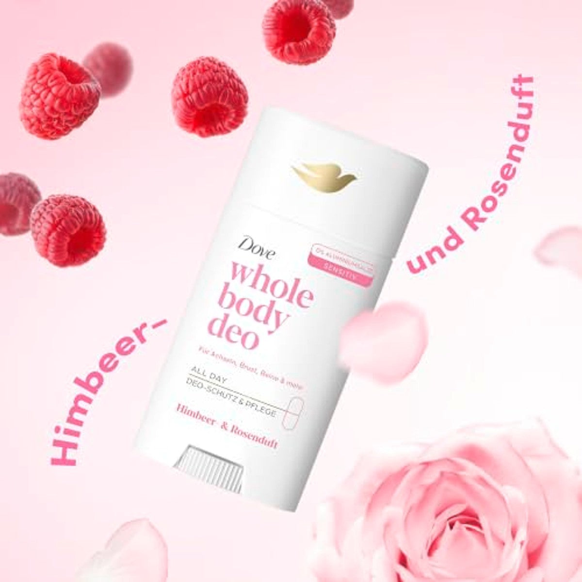 Dove Whole Body Deo framboos en rozengeur 6 x 75 ml - Voordeelverpakking
