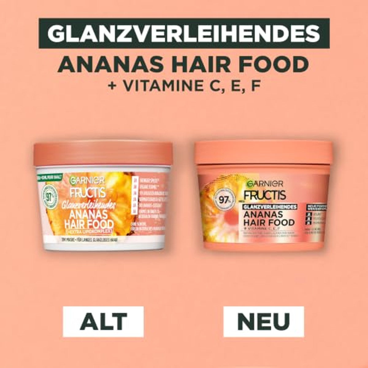 Garnier Fructis Ananas Hair Food 3-in-1 Haarmasker 3 x 400 ml - Voordeelverpakking