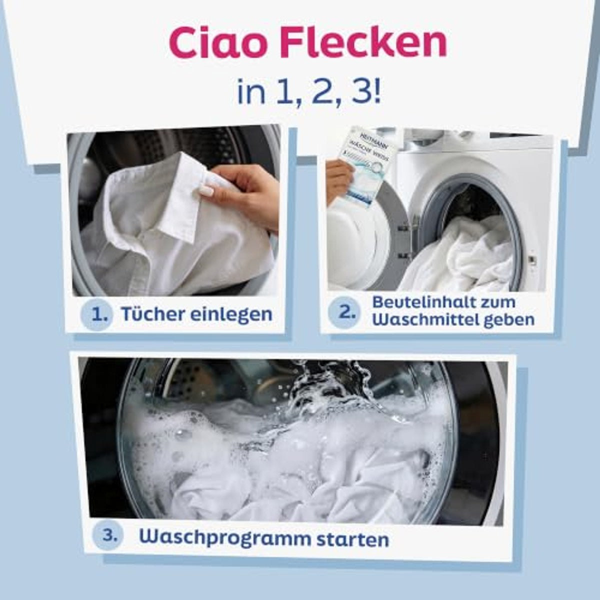 HEITMANN Wasgoed wit 6 x 50 g - Voordeelverpakking
