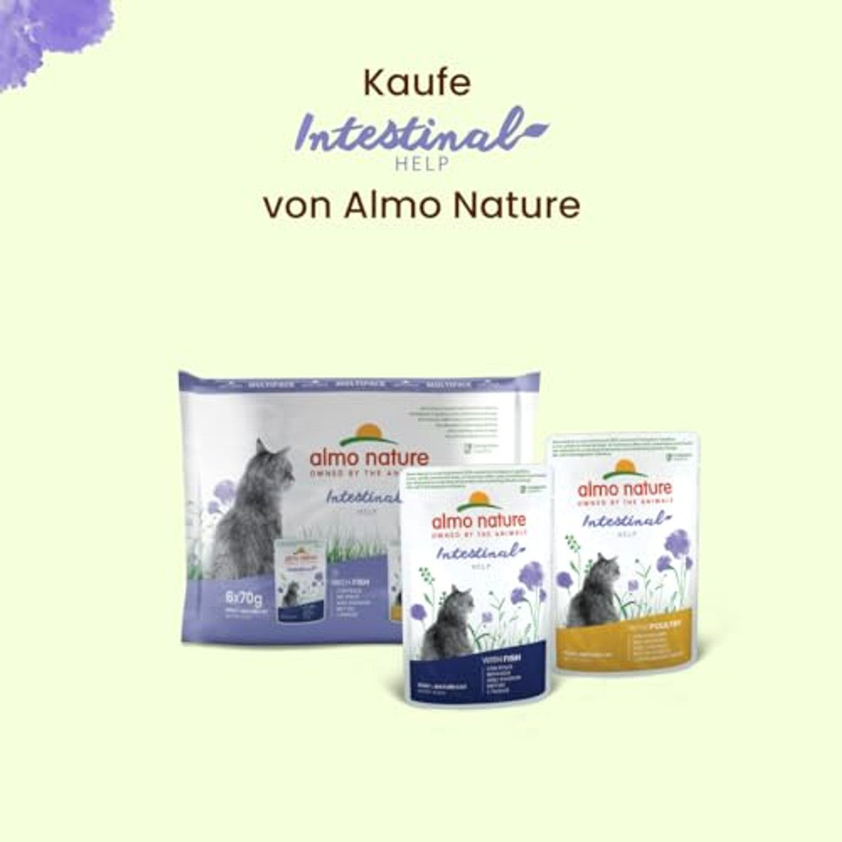 Almo Nature Functioneel - Intestinal Help - Natvoer voor volwassenen en volwassen katten met gevoelige darm - met vis - Ondersteuning voor het microbioom - 70 g (verpakking van 30) – almo nature
