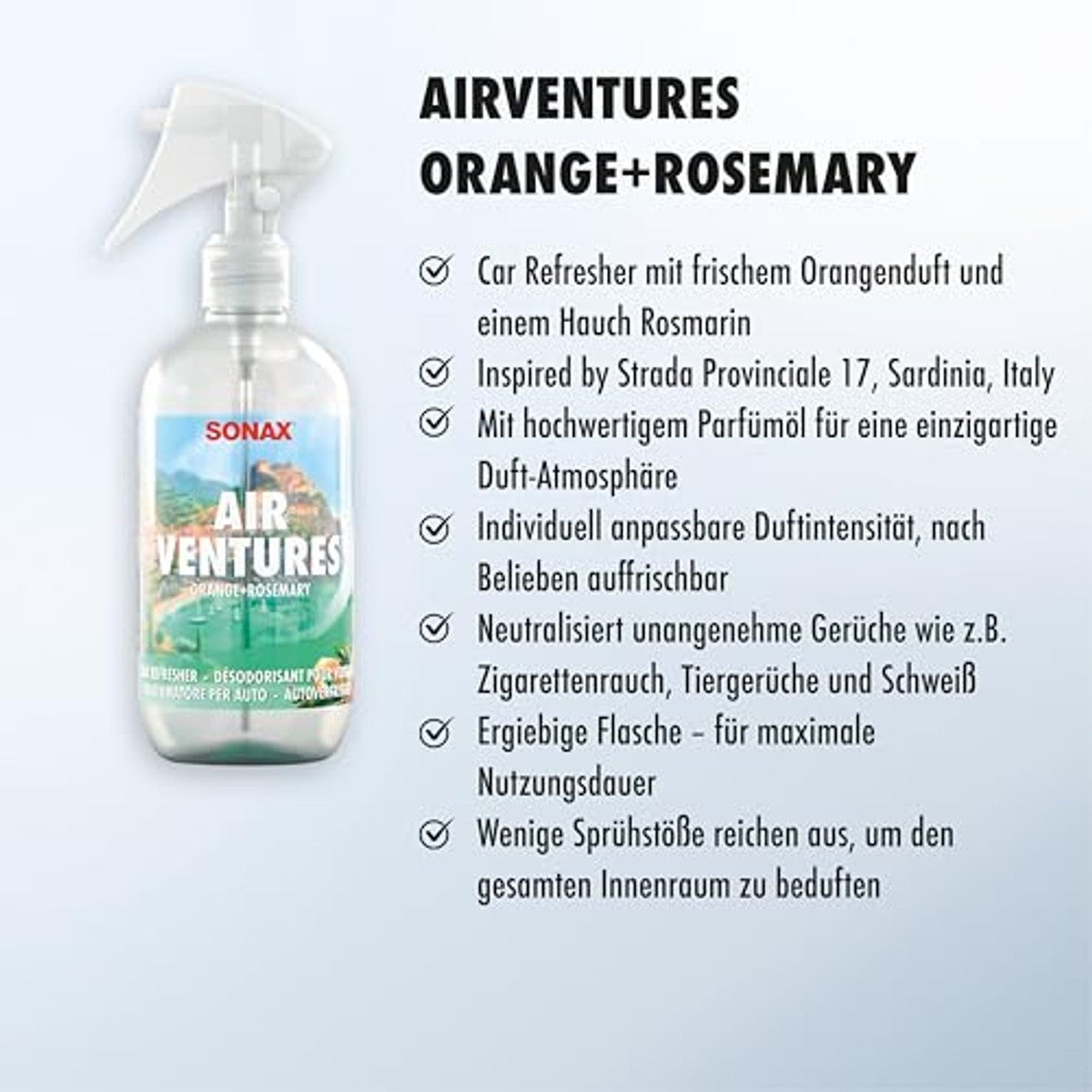 SONAX AirVentures Autoverfrisser Oranje + Rozemarijn 6 x 300 ml - Voordeelverpakking