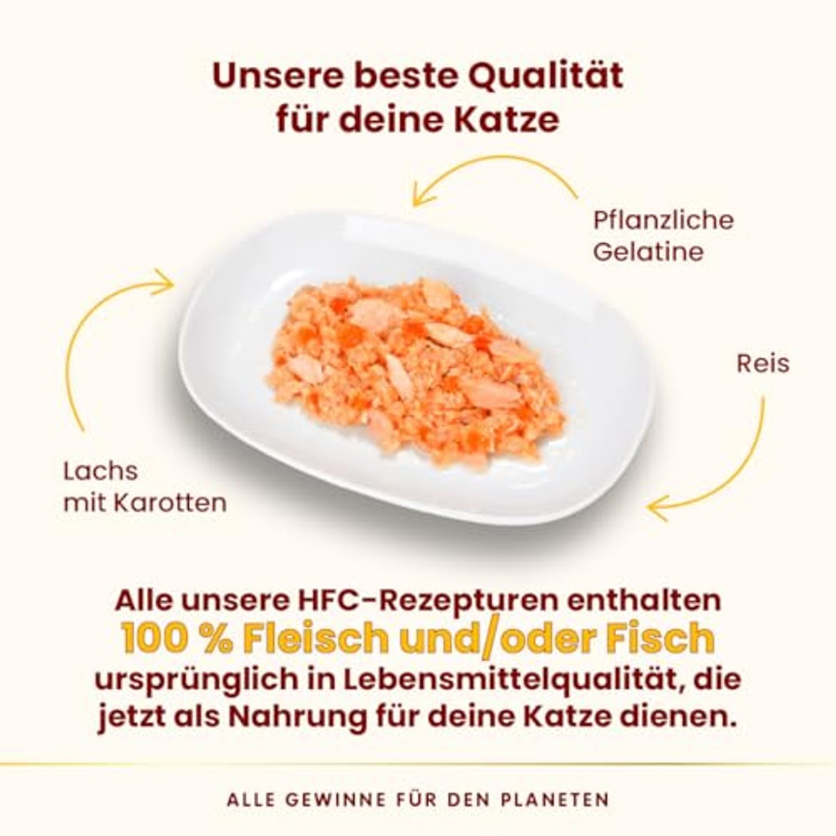 Almo Nature HFC Jelly Natvoer voor volwassen katten, zalm en wortelen, Human Grade, glutenvrij, 6 x 70 g – almo nature