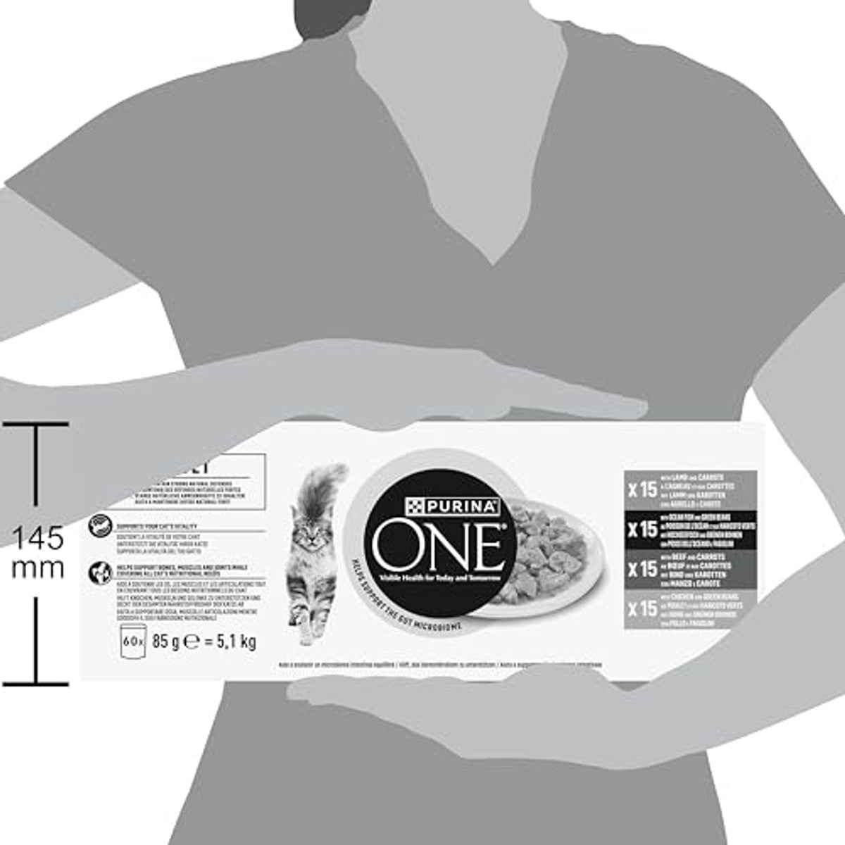 Purina One Adult rassenmix kattenvoer nat met kip, rundvlees, lam en hoogzeevis in saus, voor meer vitaliteit, verpakking van 60 stuks (60 x 85 g) – PURINA ONE