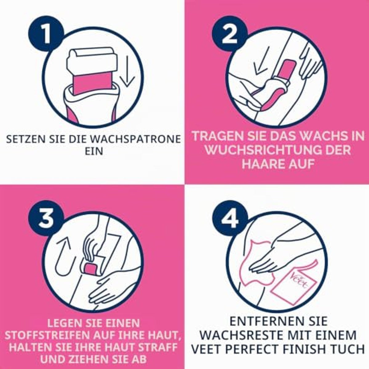 Veet EasyWaxTM 4 navullingen wax armen en benen sheaboter 6 x 50 ml - Voordeelverpakking