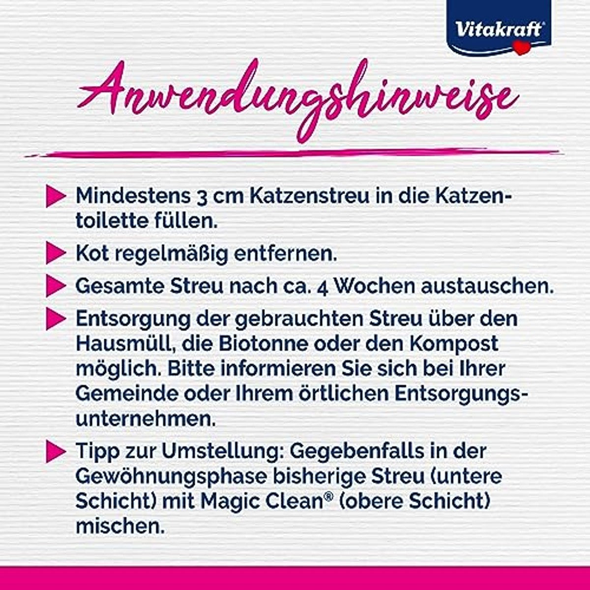 Vitakraft Magic Clean Classic, niet-klonterend kattenbakvulling, van minerale bolletjes, bacterieremmend, bijzonder stofarm, voldoende voor 4 weken (1 x 4,2 l) – Vitakraft