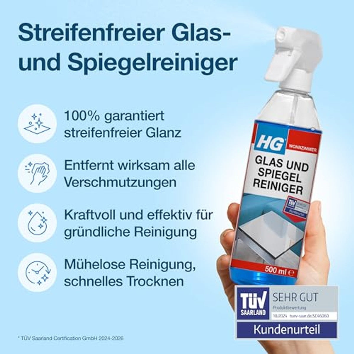 HG Glas- en spiegelreiniger 3 x 500 ml - Voordeelverpakking