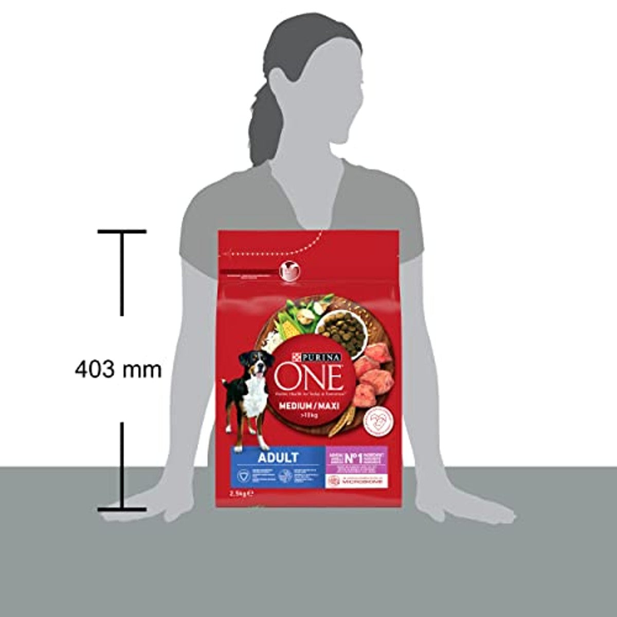 PURINA ONE Medium/Maxi Adult hondenvoer rundvlees 2,5 kg - 6-pack