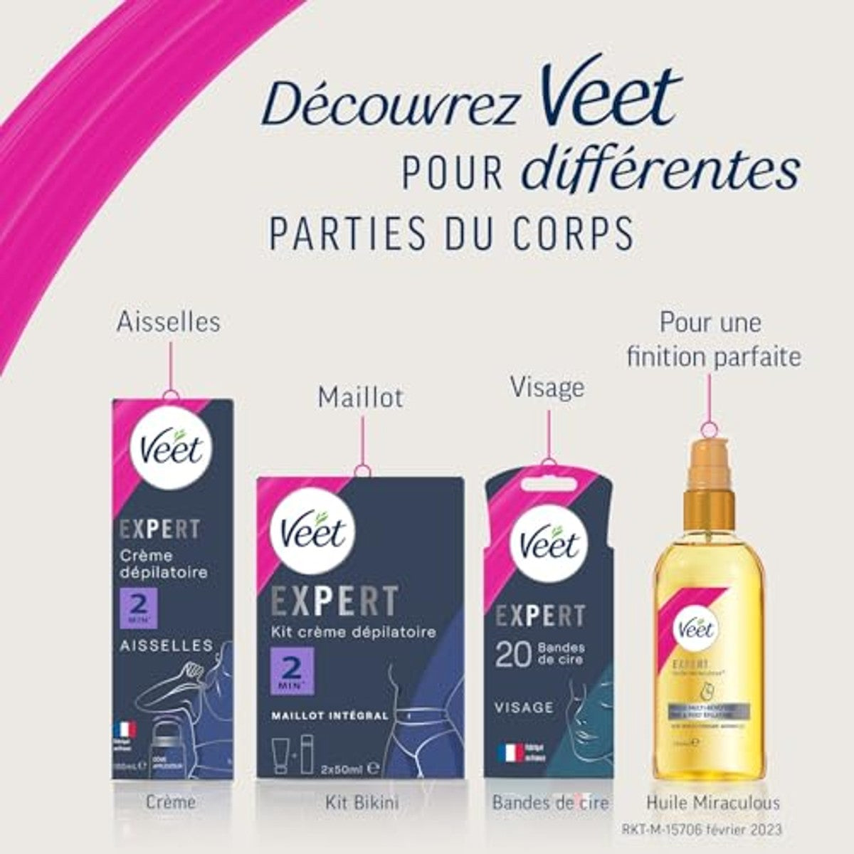 Veet Expert Ontharingscrème hardnekkig haar lichaam en benen 6 x 400 ml - Voordeelverpakking
