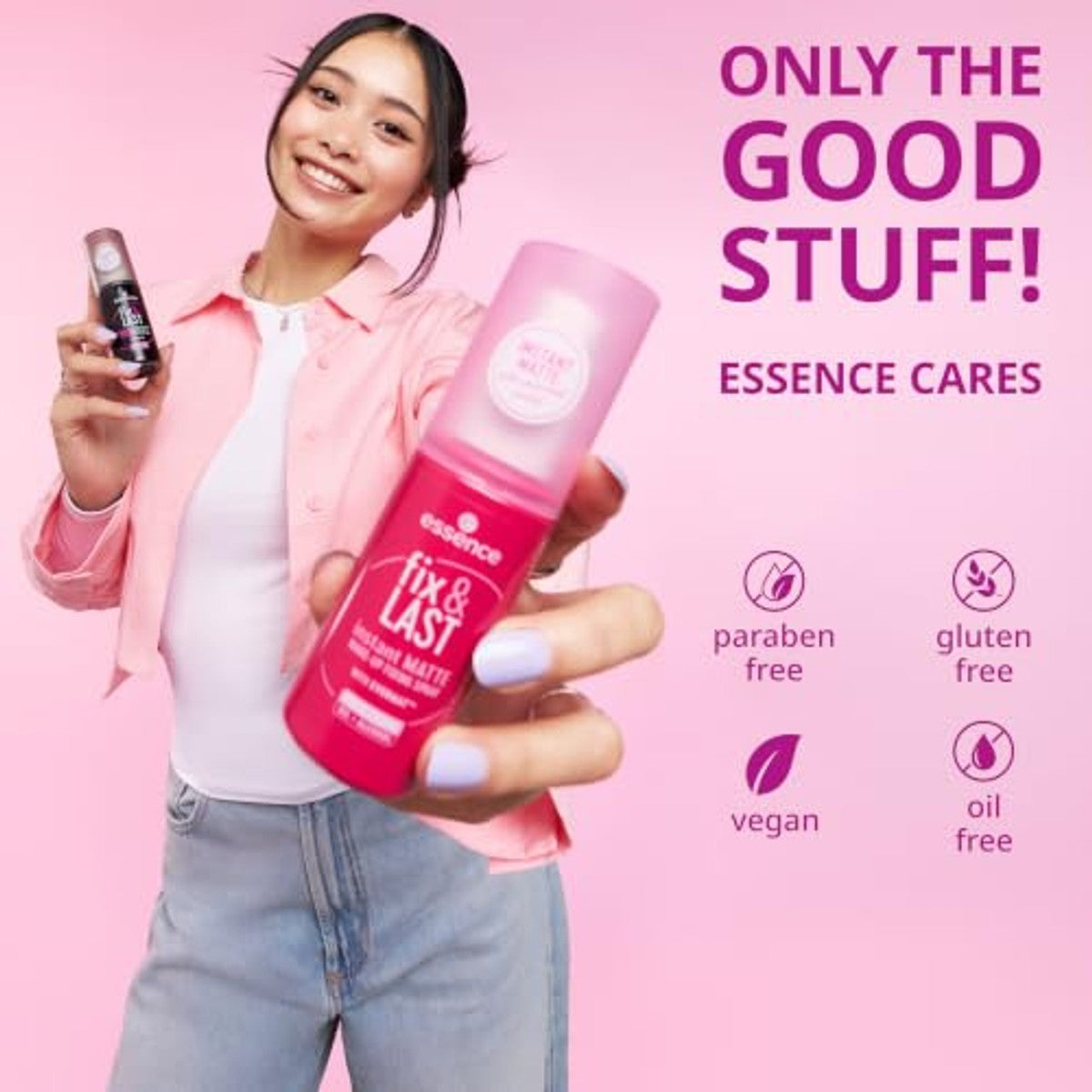 essence fix & last 18h langdurige make-up fixerende spray, 50 ml | Setting Spray voor een onberispelijke make-up-look, verbeterde sproeikop, resultaat voor maximaal 18 uur – Essence Cosmetics