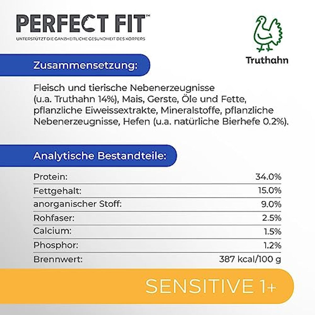 Perfect Fit Sensitive 1+ droogvoer kat kalkoen 5 x 1,4 kg - 3-pack