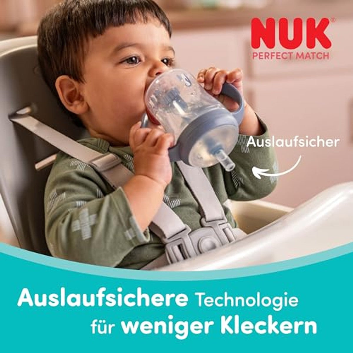 NUK Perfect Match Drinkfles met rietje blauw 260 ml – NUK