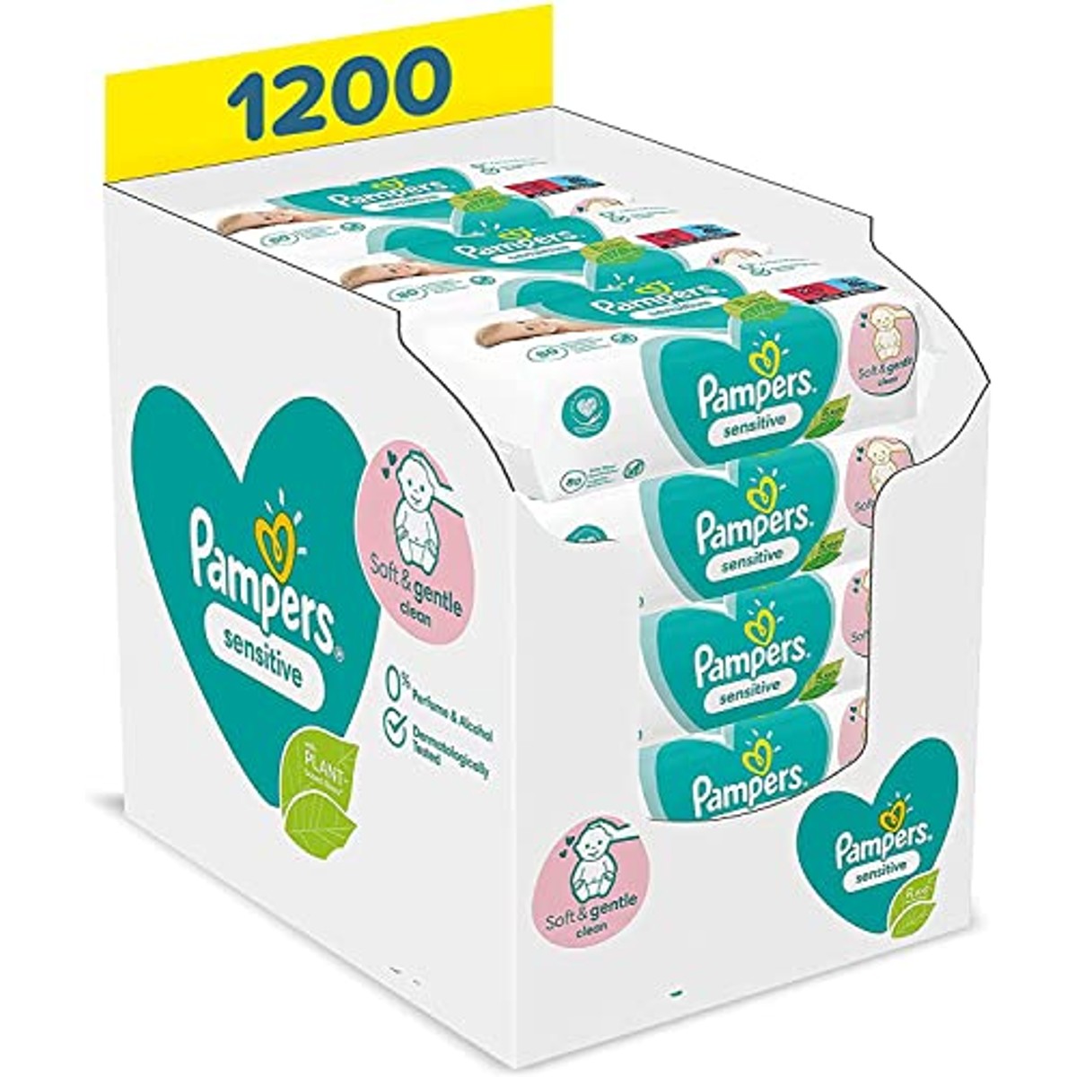 Teqler Babyaankleedonderlegger 40 x 60 cm 50 stuks & Pampers Sensitive 1200 doekjes – Pampers