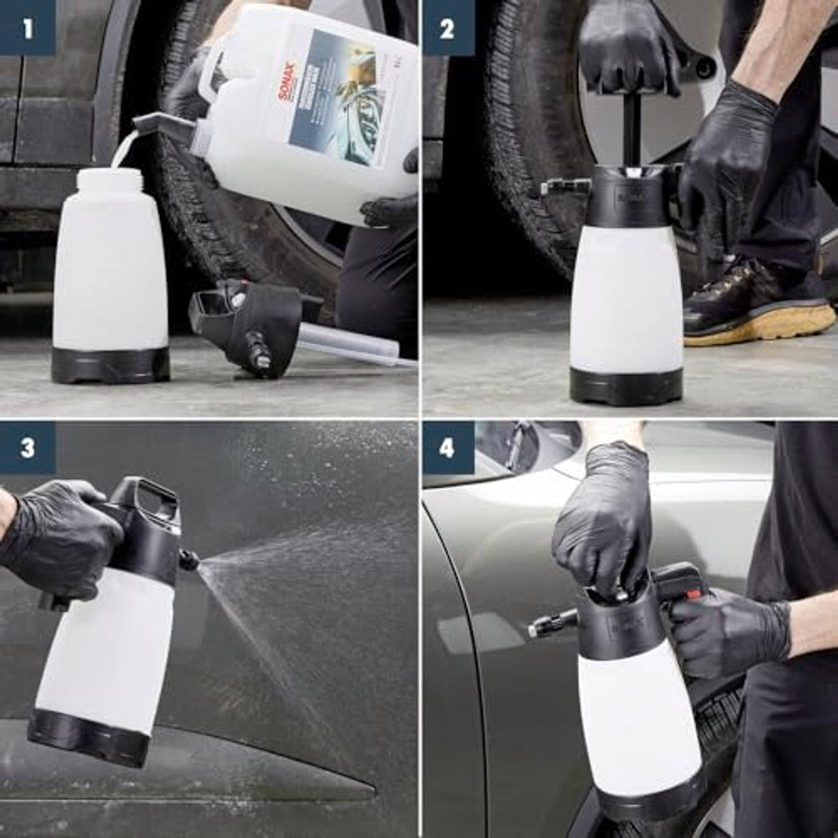 SONAX Drukpompverstuiver zuren + alkaliën 6 x 1,5 liter - Voordeelverpakking