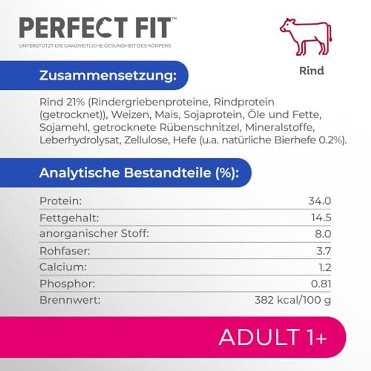 PERFECT FIT Adult 1+ droogvoer voor katten, 7 kg, rundvlees – Perfect Fit