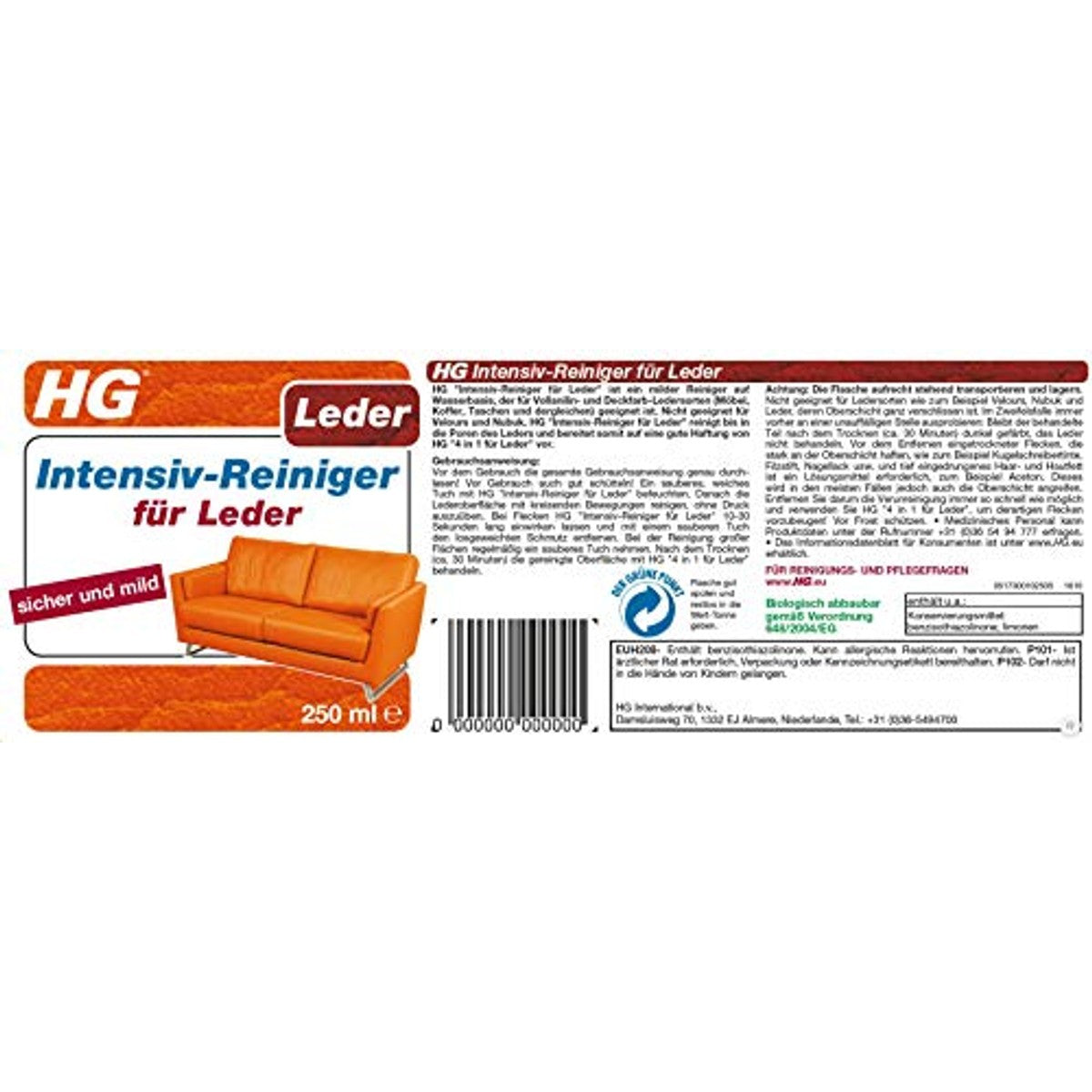 HG Intensieve reiniger voor leer 6 x 250 ml - Voordeelverpakking