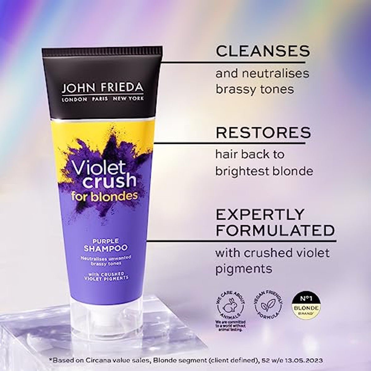 John Frieda Violet Crush Intense Purple Shampoo voor Koeler Blond Haar 250 ml door John Frieda nu bij Huishoudvoordeel