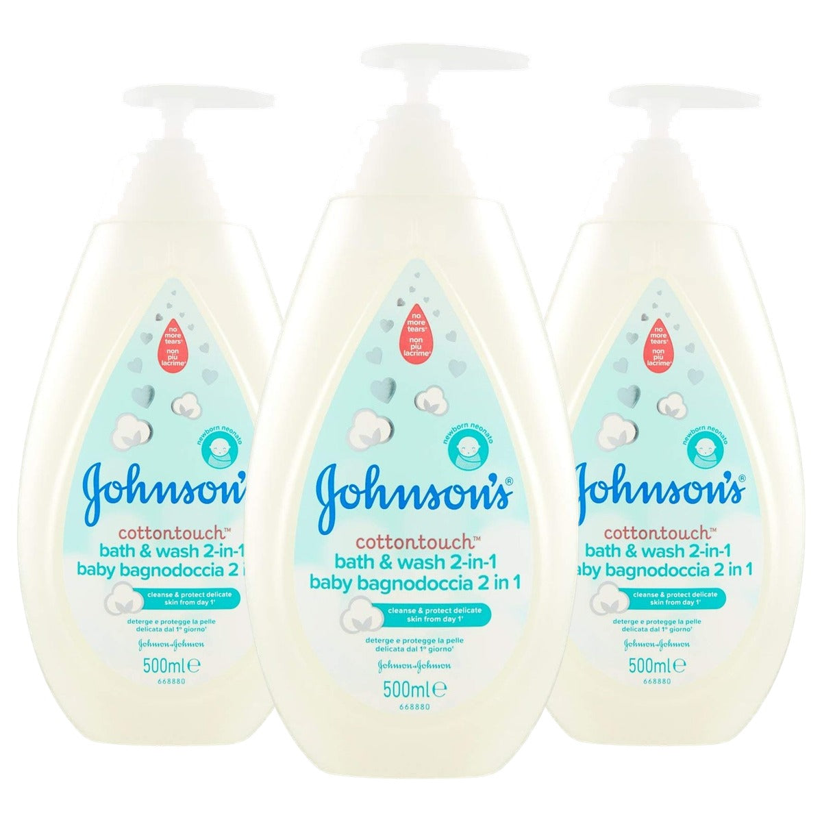 Johnson's Baby Cottontouch 2-in-1 douchebad 3 x 500 ml - Voordeelverpakking