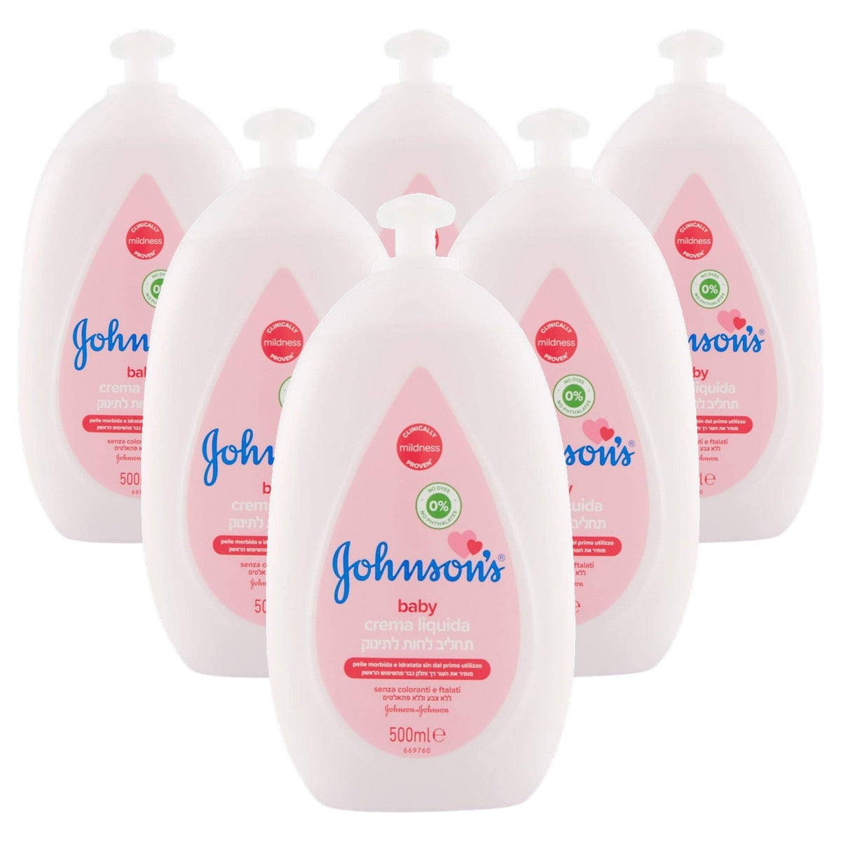 Johnson's Baby Cottontouch Liquid Face and Body Cream 6 x 500 ml - Voordeelverpakking