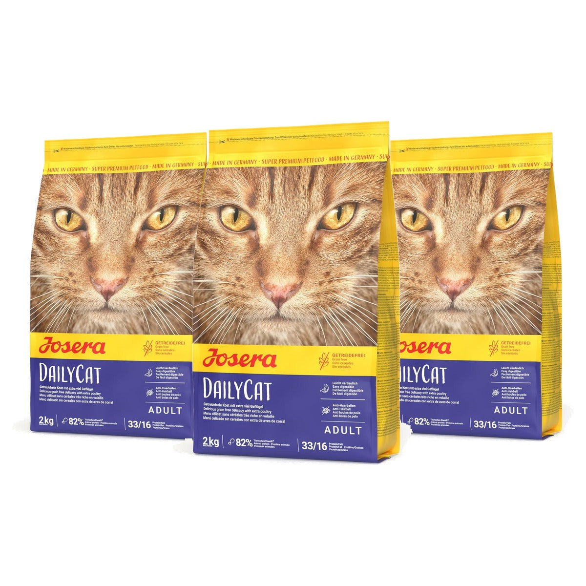 Josera DailyCat Droogvoer Kat Gevogelte & Zoete Aardappel 2 kg - 3-pack