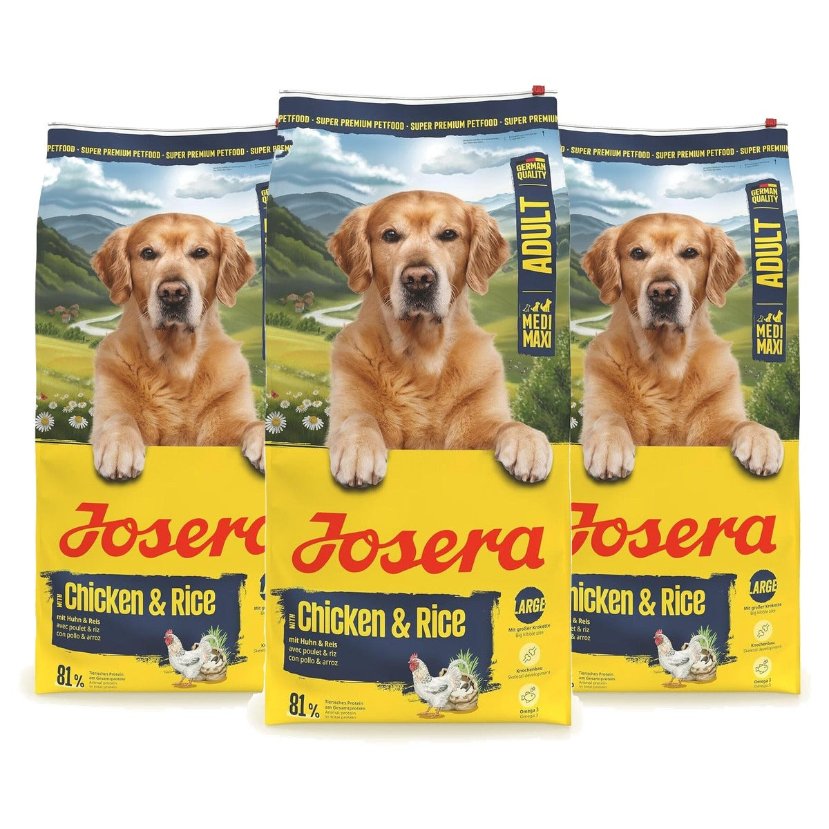 Josera Kip en Rijst droogvoer hond grote rassen 12,5 kg - 3-pack