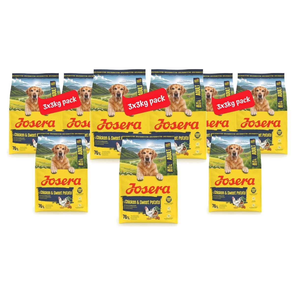 Josera Kip & Zoete Aardappel droogvoer hond 3 x 3 kg - 3-pack