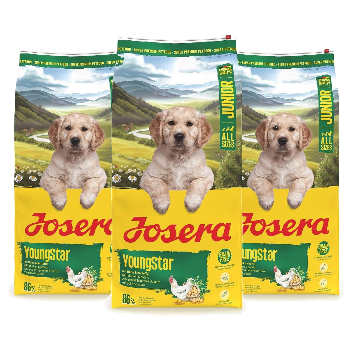 Josera YoungStar Junior droogvoer hond kip aardappel 12,5 kg - 3-pack