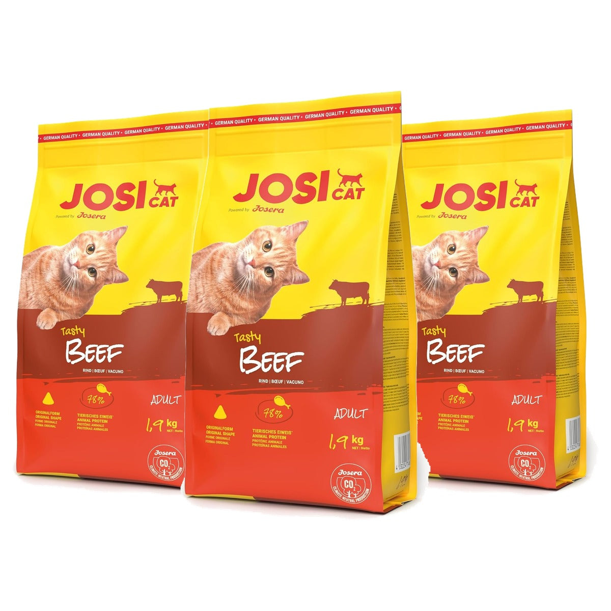 JosiCat Tasty Beef droogvoer kat rund 1,9 kg - 3-pack