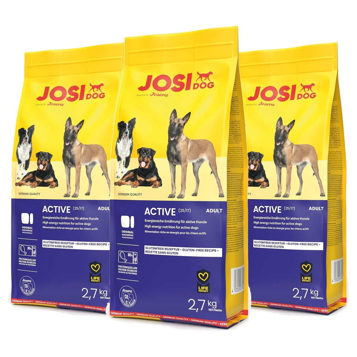 JosiDog Actief droogvoer hond gevogelte 3 x 2,7 kg - 3-pack
