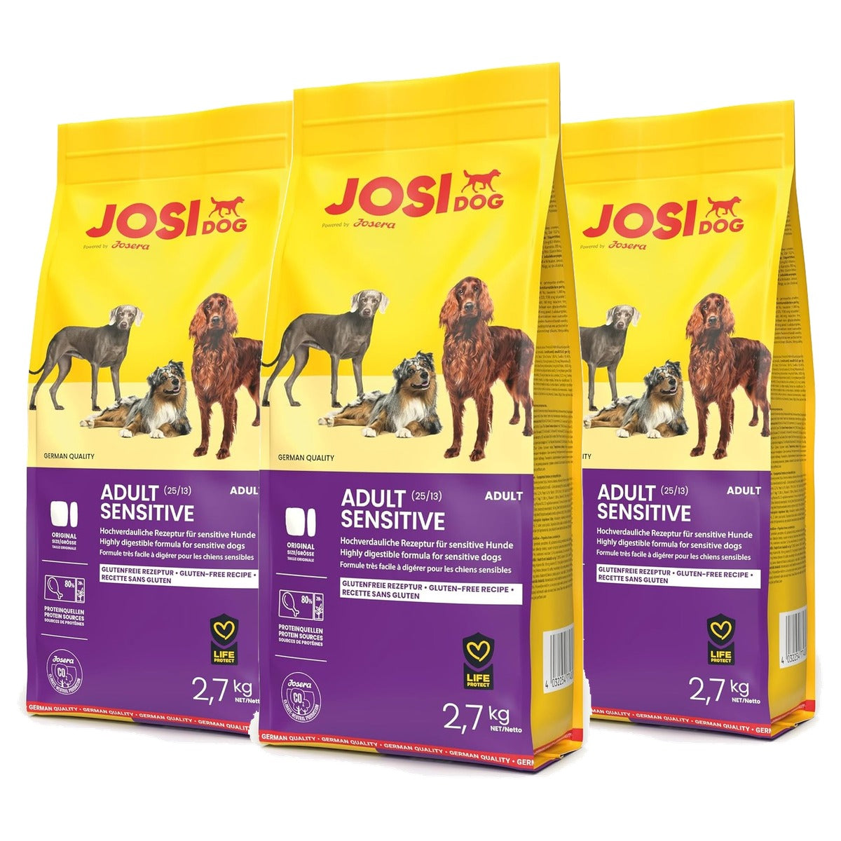 JosiDog Adult Sensitive droogvoer hond gevogelte 2,7 kg - 3-pack
